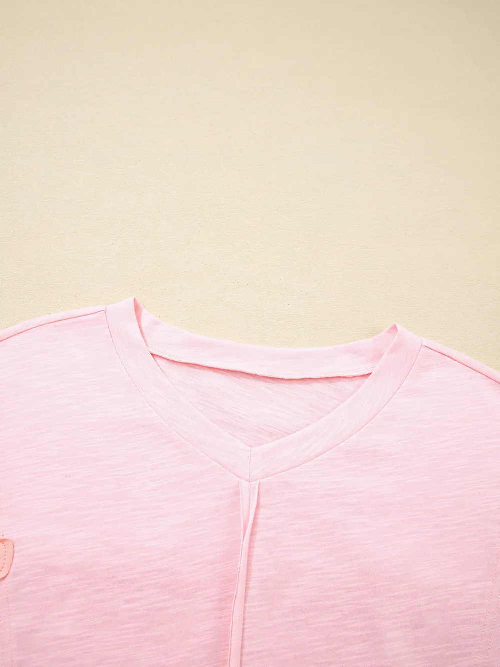 Flower Patched Exposed Seam Oversized T Shirt, image 4