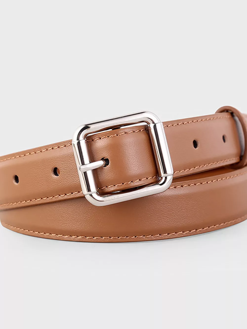 Square Buckle Leather Belt, image 7