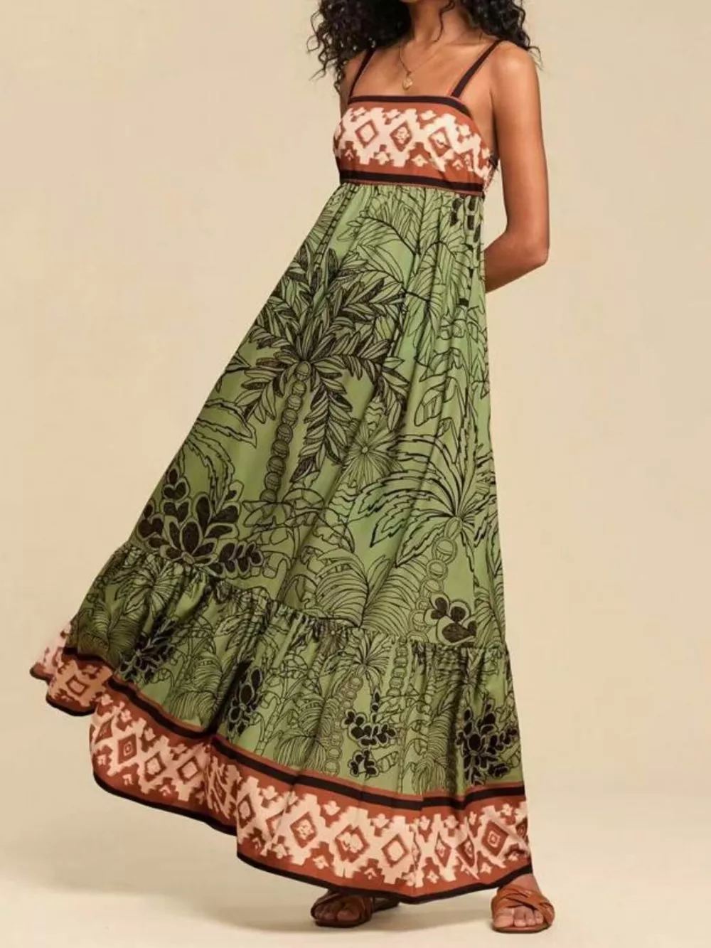 Printed Square Neck Maxi Dress, image 8