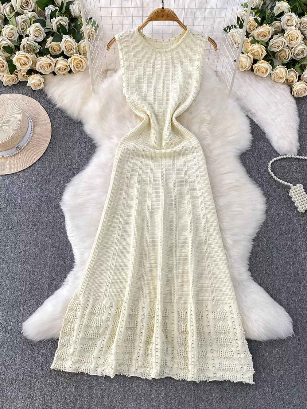 Textured Knit Sleeveless Midi Dress, image 10