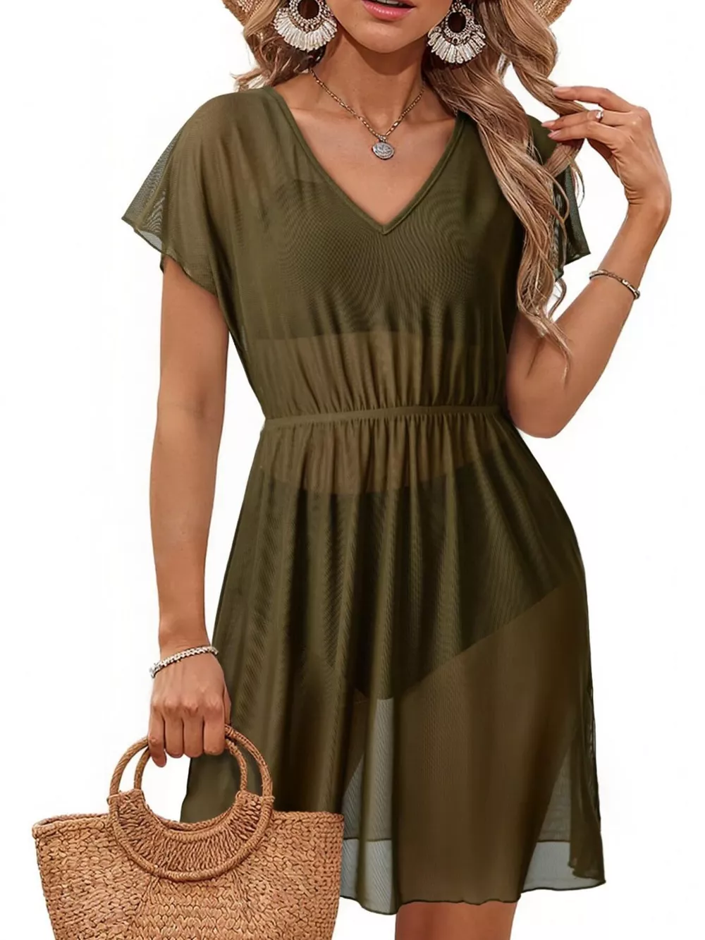 Printed Short Sleeve Mini Dress, image 24