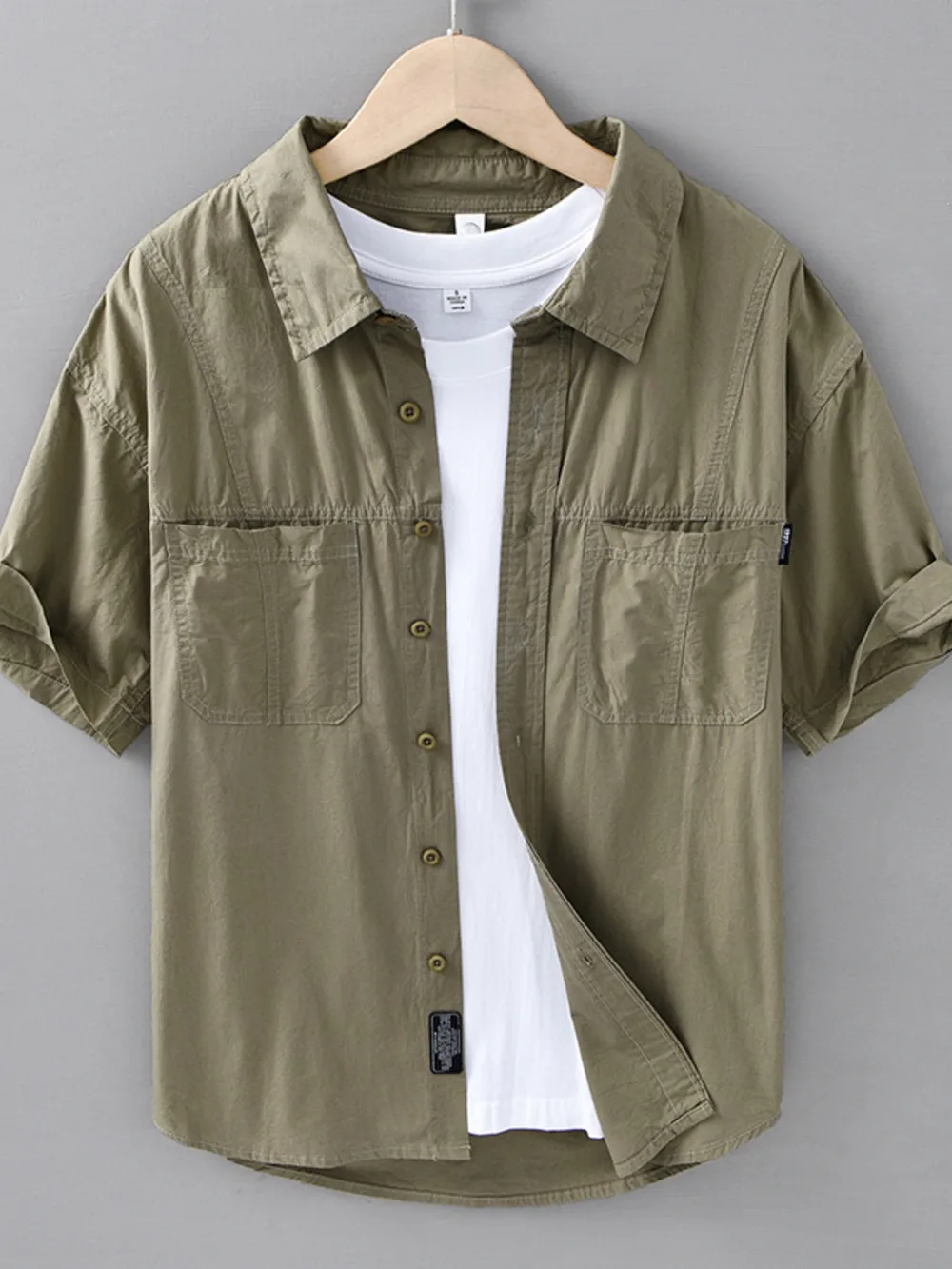 Men's Plus Size Casual Short Sleeve Button-Down Shirt