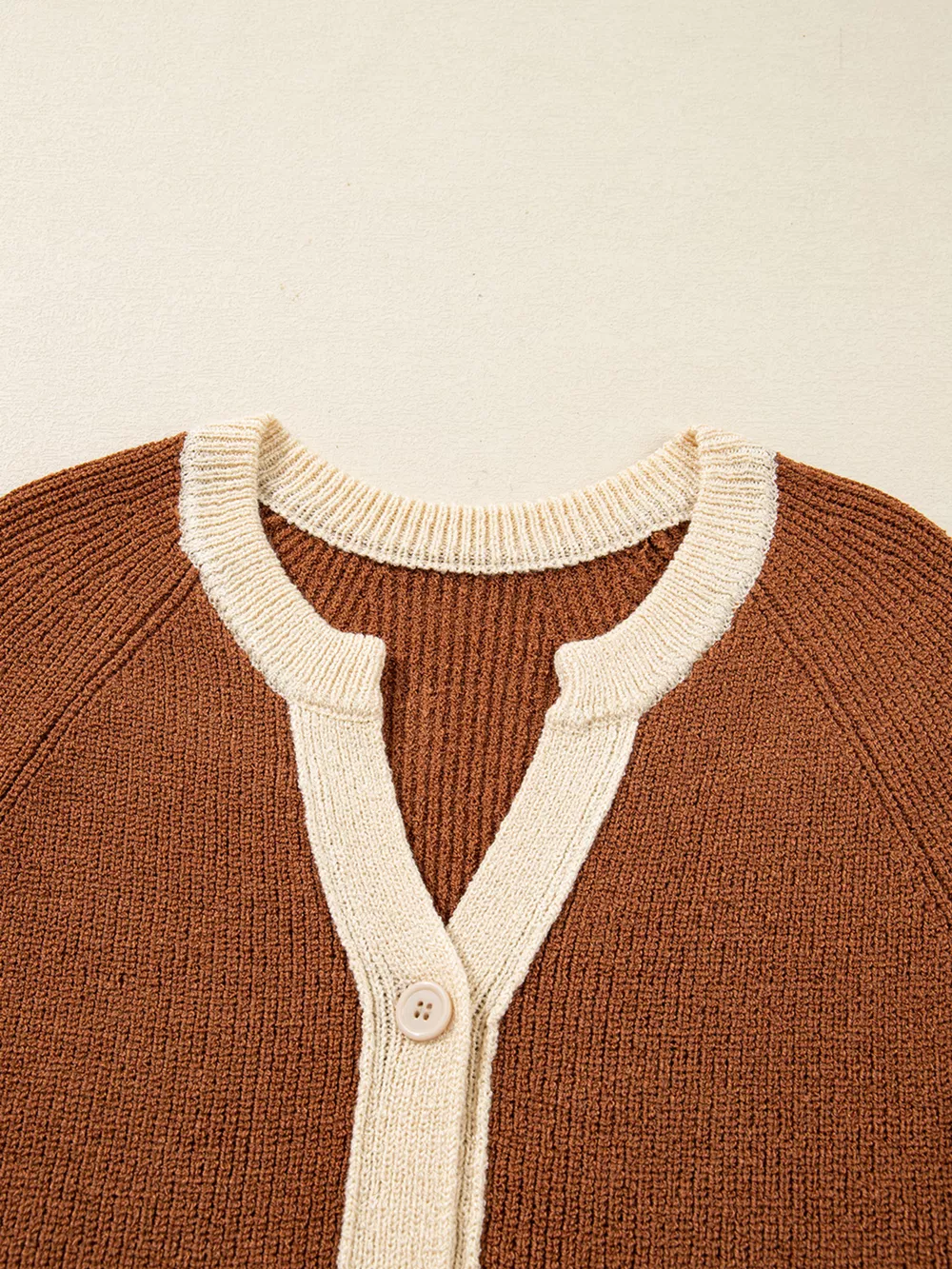 Contrast Knit V Neckline Cardigan, image 5