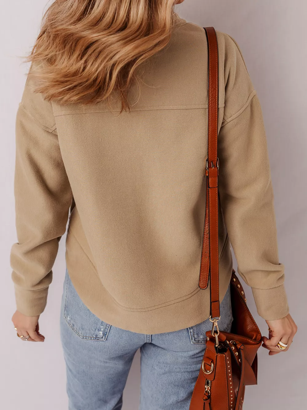 Grommet Detail V Neck Sweatshirt, image 2