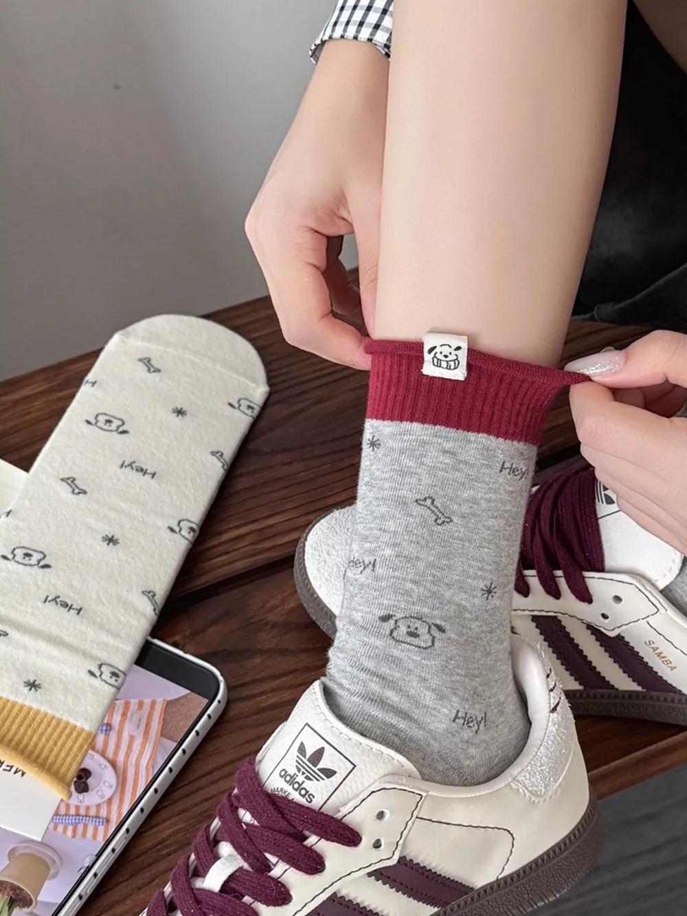 Cartoon Print Cotton Crew Socks, image 11