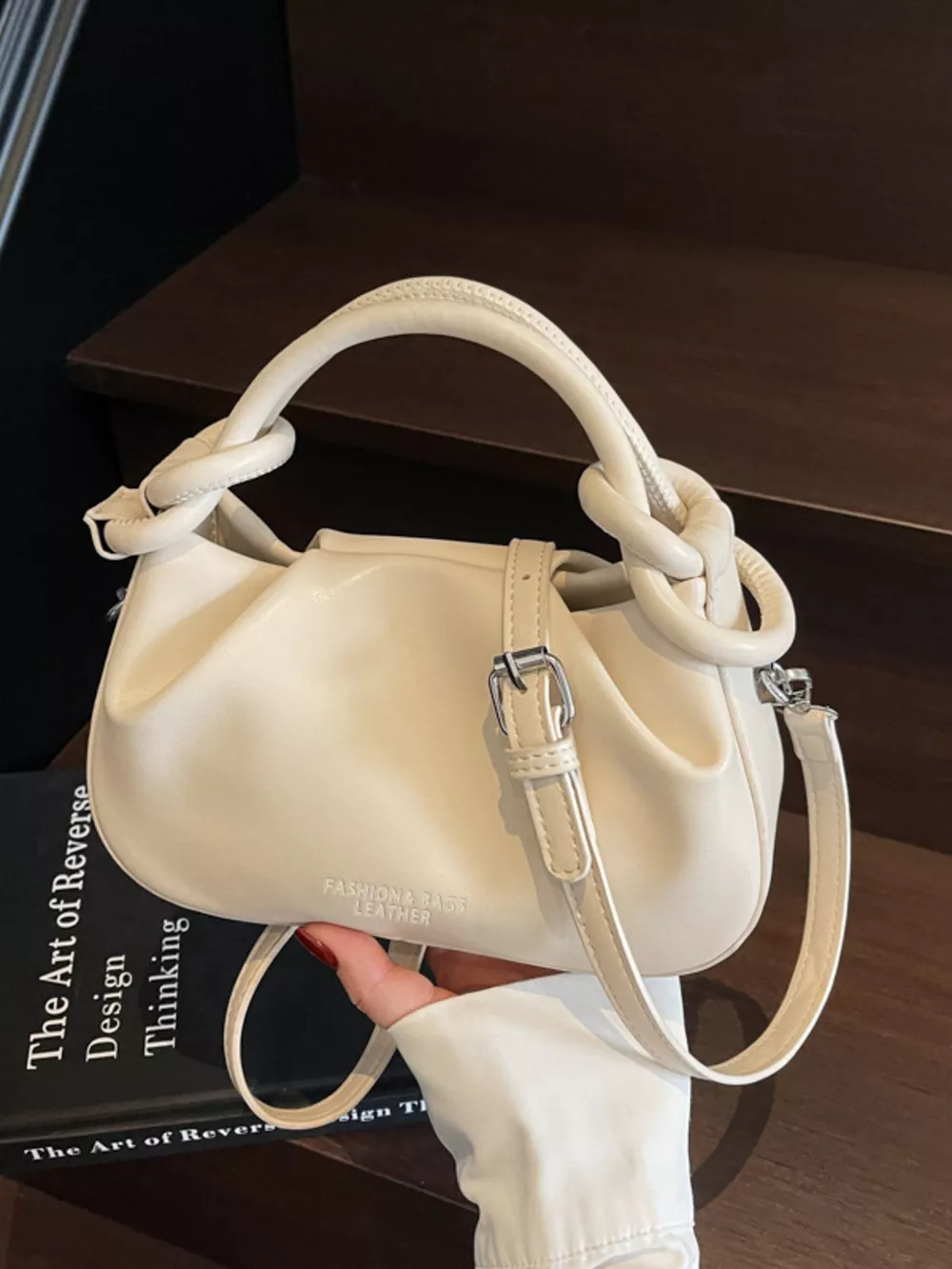 Knot Handle Ruched Crossbody Bag, image 2