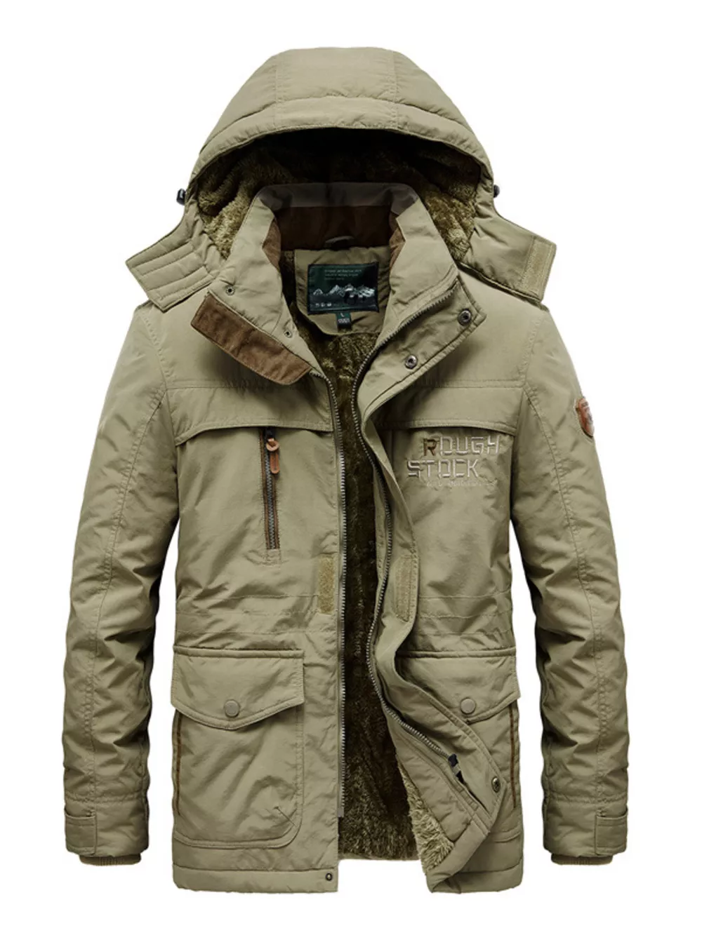 Men's Plus Size Zip Up Hooded Parka Coat, image 4