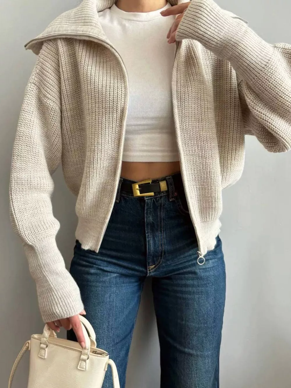 Zip Up Dropped Shoulder Cardigan, image 20