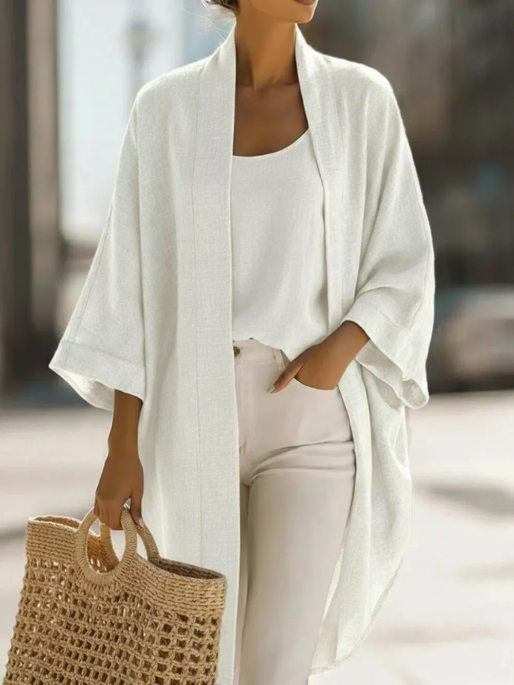 Full Size Open-Front Cardigan and Matching Tank Top Set Plus Size, image 7