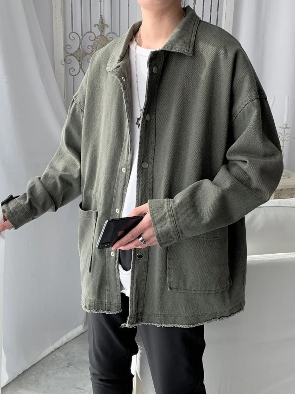 Men's Button Up Long Sleeve Jacket