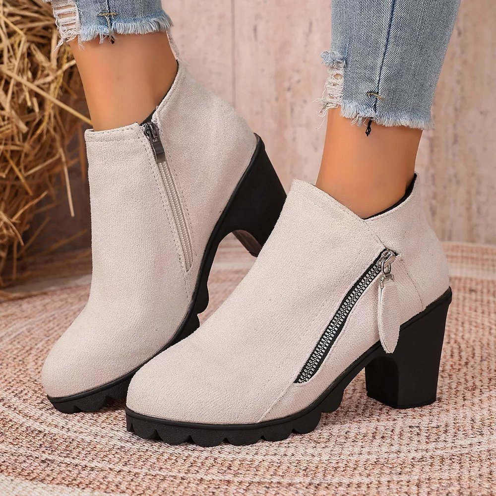 Round Toe Block Heels Boots, image 6
