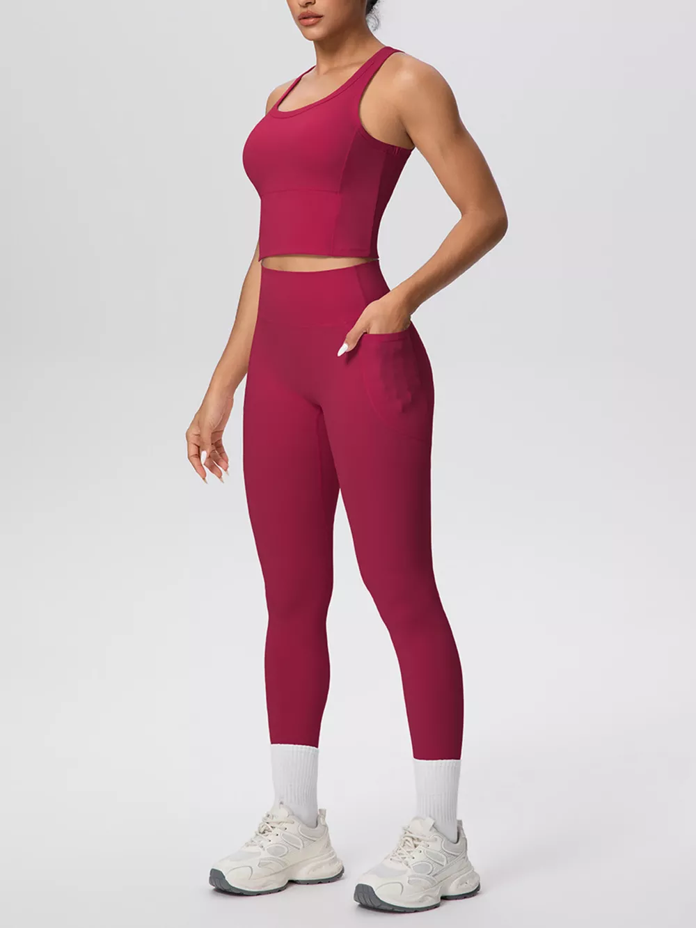 Scoop Neck Tank and High-Waisted Leggings Active Set, image 31