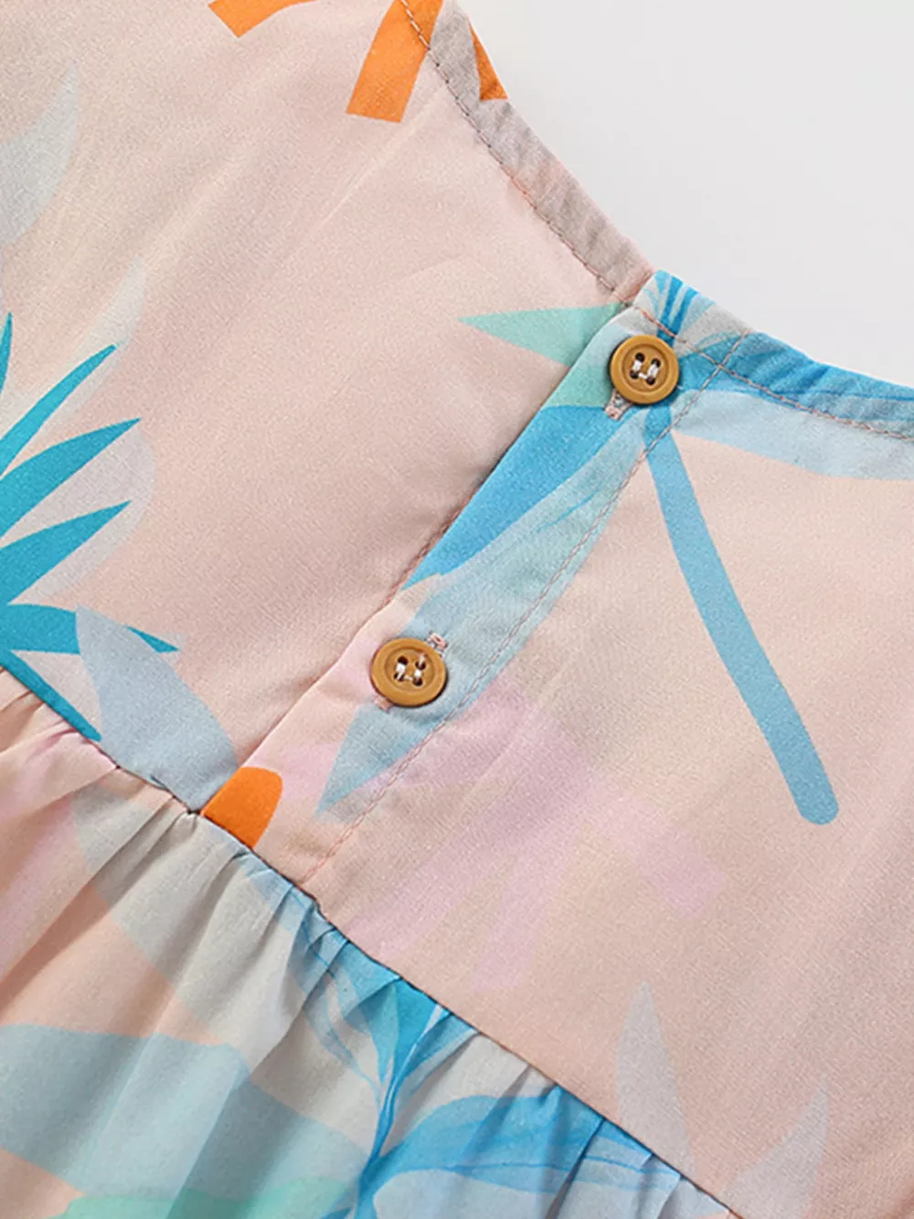 Children's Tropical Print Ruffle Sleeve Summer Dress, image 2
