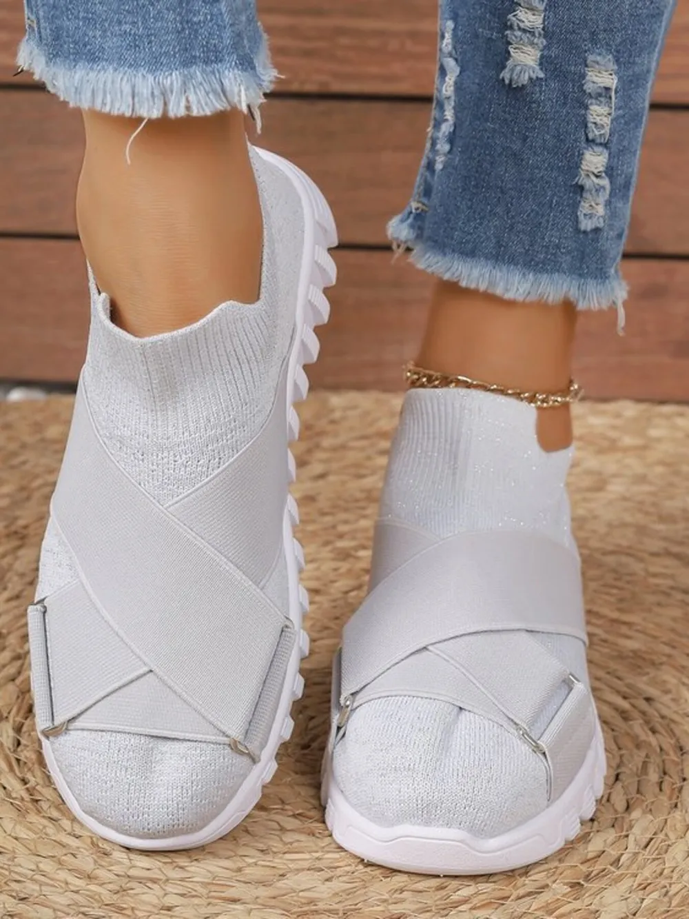 Crossover Strap Mesh Slip-Ons, image 6