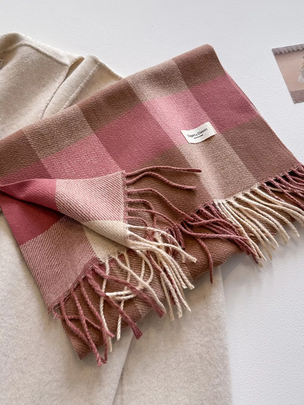 Plaid Fringe Scarf, image 6