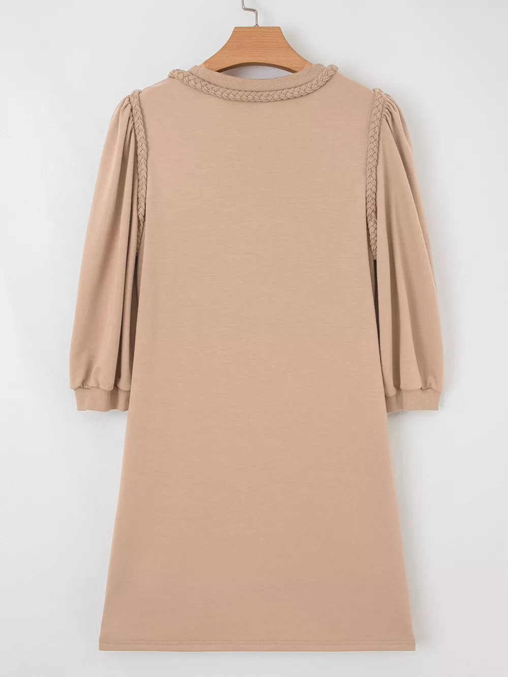 Braided Trim Puff Sleeve Dress, image 3