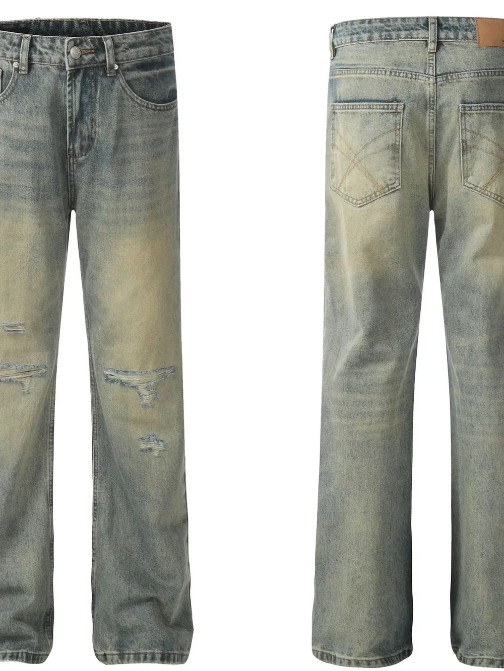 Men's Distressed Straight Leg Jeans, image 4