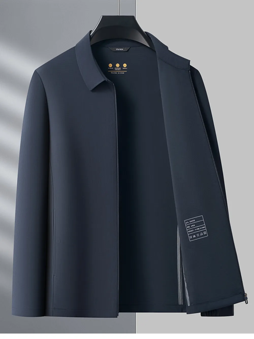 Men's Plus Size Zip Up Long Sleeve Jacket, image 5