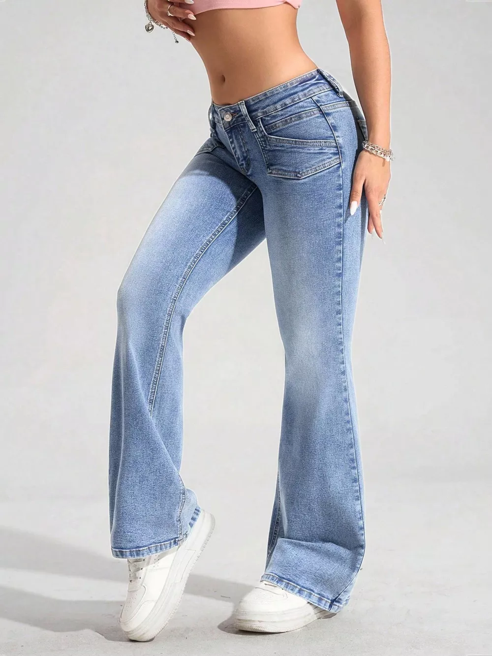 Washed Flare Leg Jeans, image 3