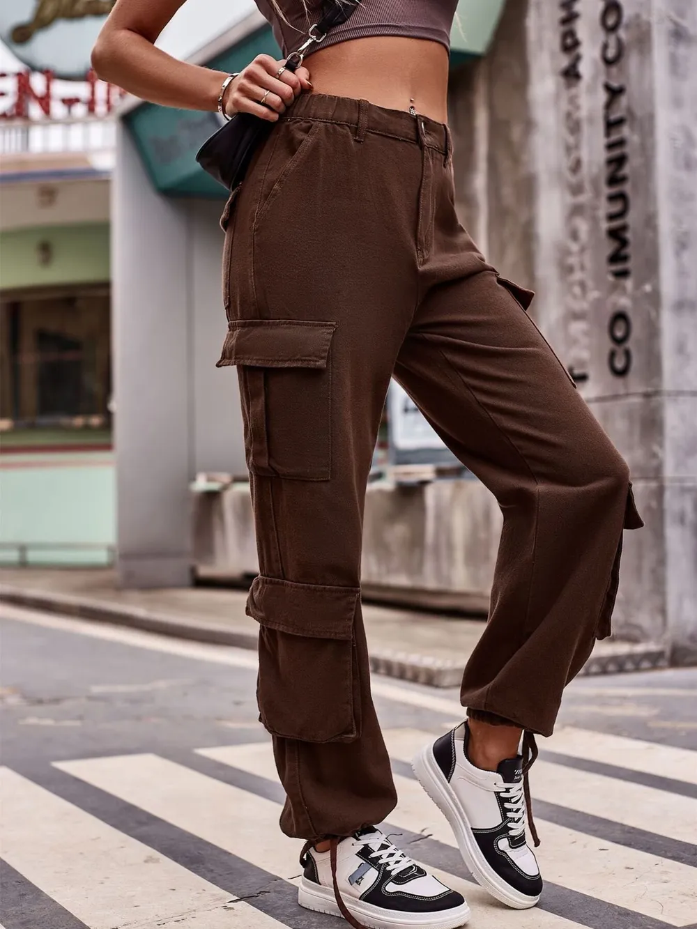 Casual Wide Leg Cargo Jeans, image 8