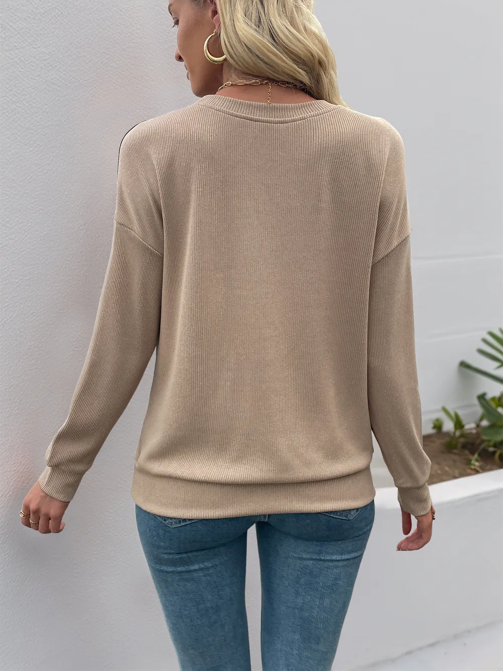 Leopard Round Neck Long Sleeve Sweatshirt, image 6