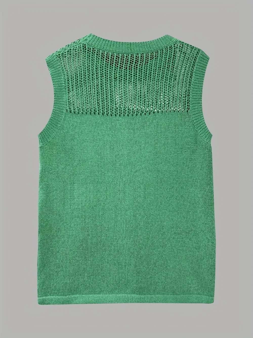 Openwork Round Neck Sweater Vest, image 9
