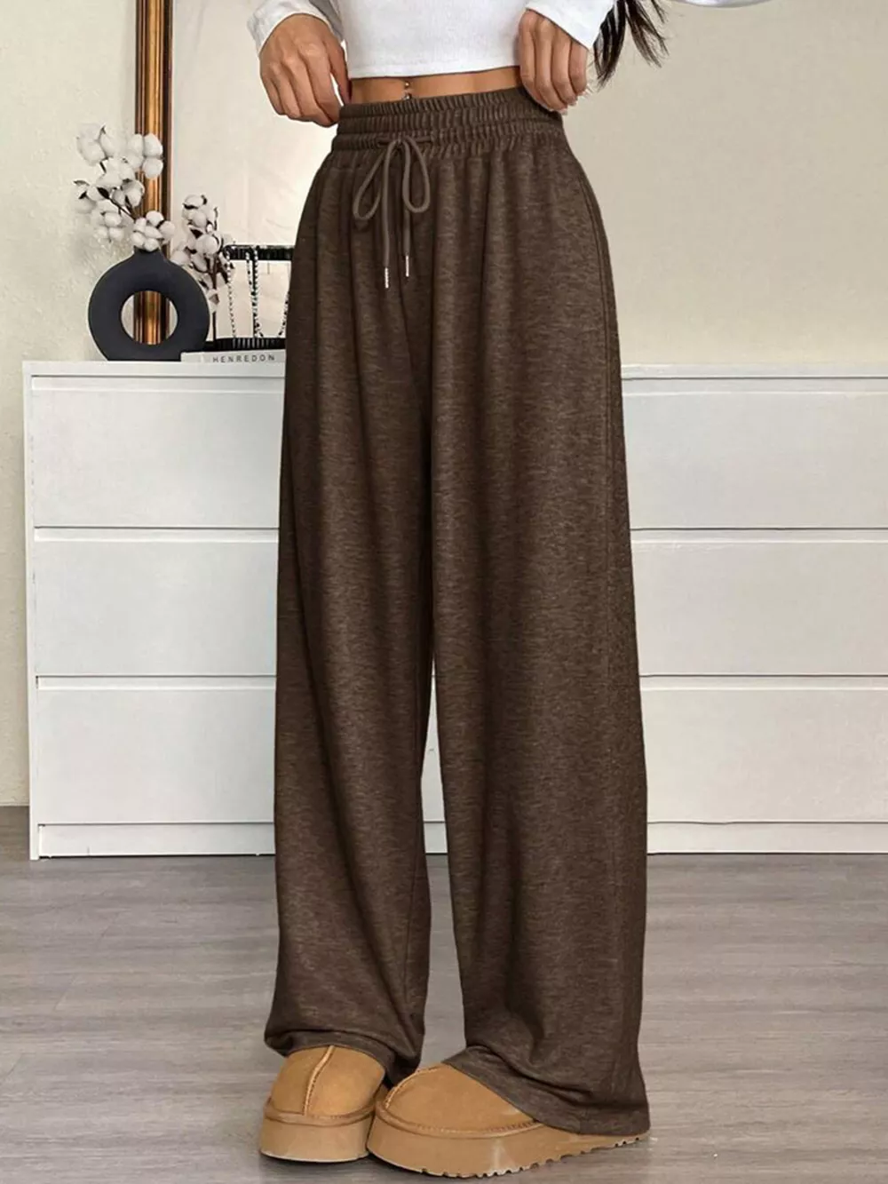 High-Waisted Wide-Leg Pants with Drawstring, image 14
