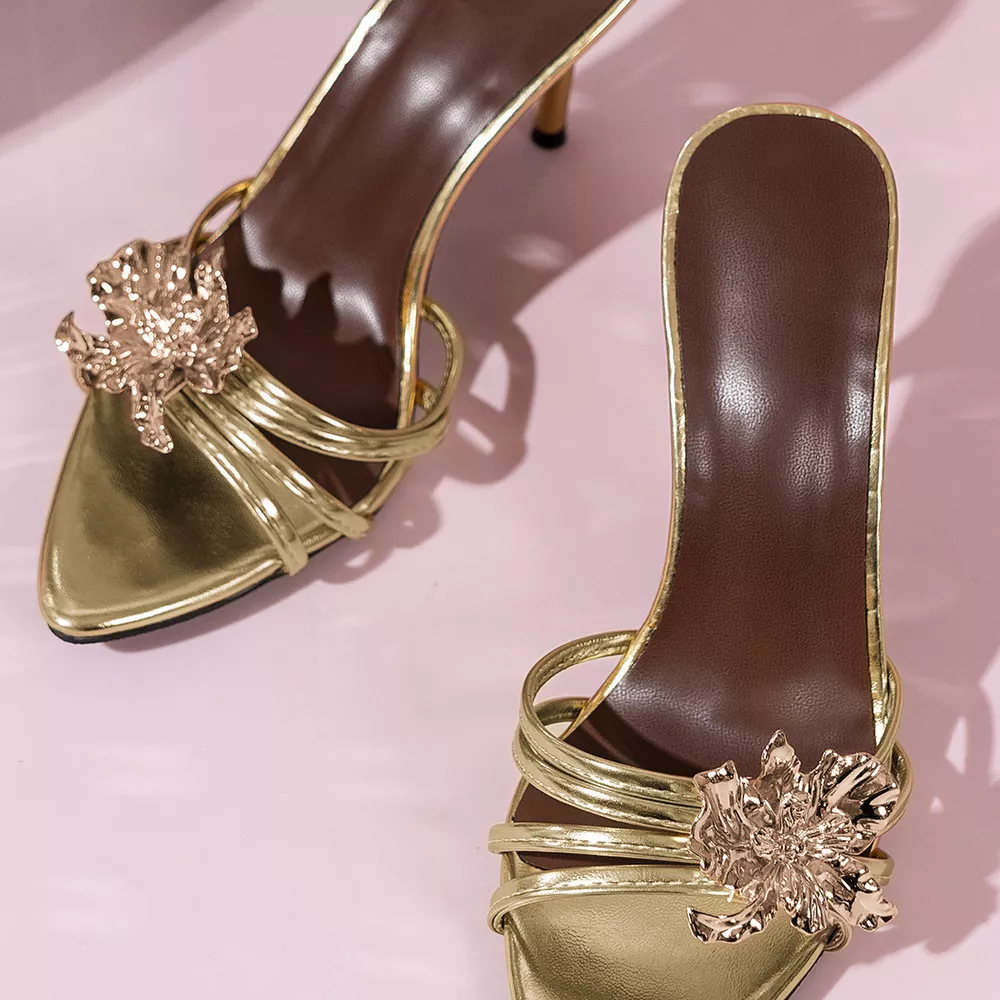 Floral Embellished High Heel Sandals, image 5