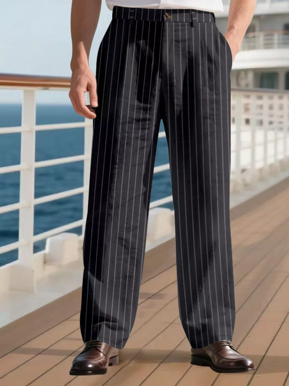 Men's Full Size Striped Wide Leg Pant Plus Size, image 3