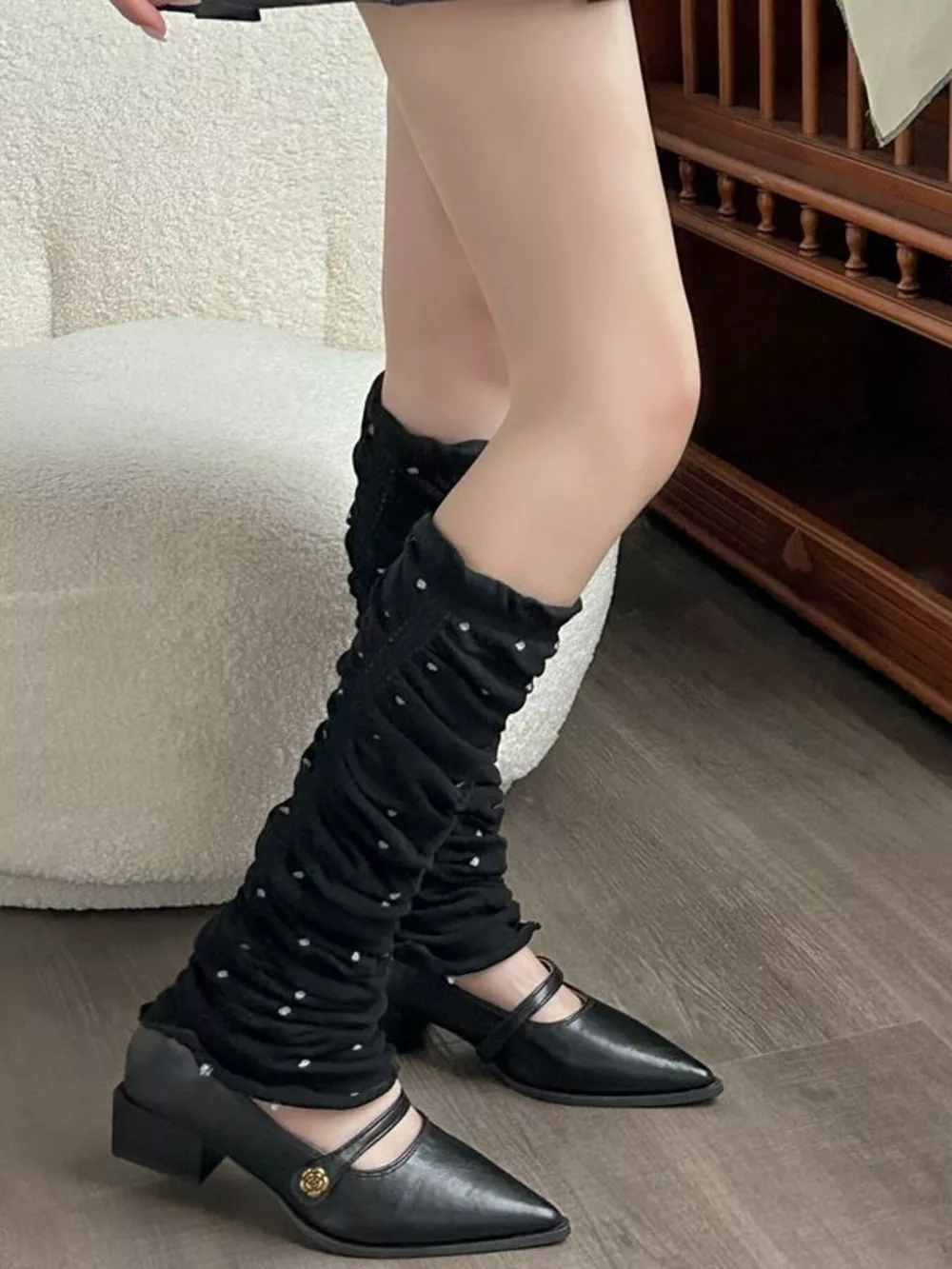 Ruched Polka Dot Leg Warmers, image 3