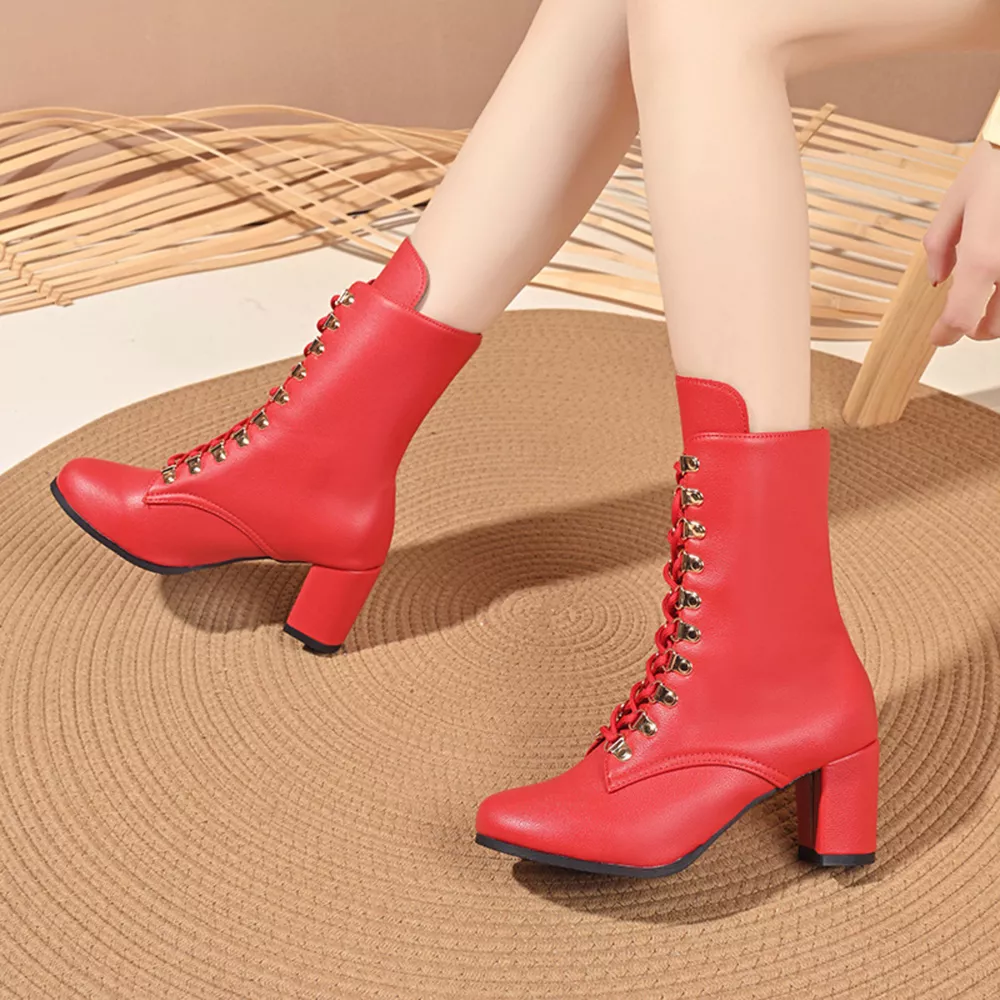 Lace-Up Boots with Block Heel, image 5