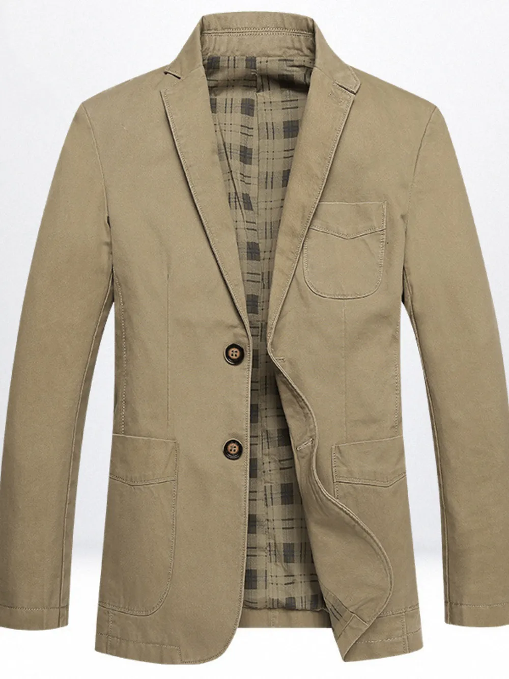 Men's Plus Size Casual Button Up Blazer with Plaid Lining, image 6