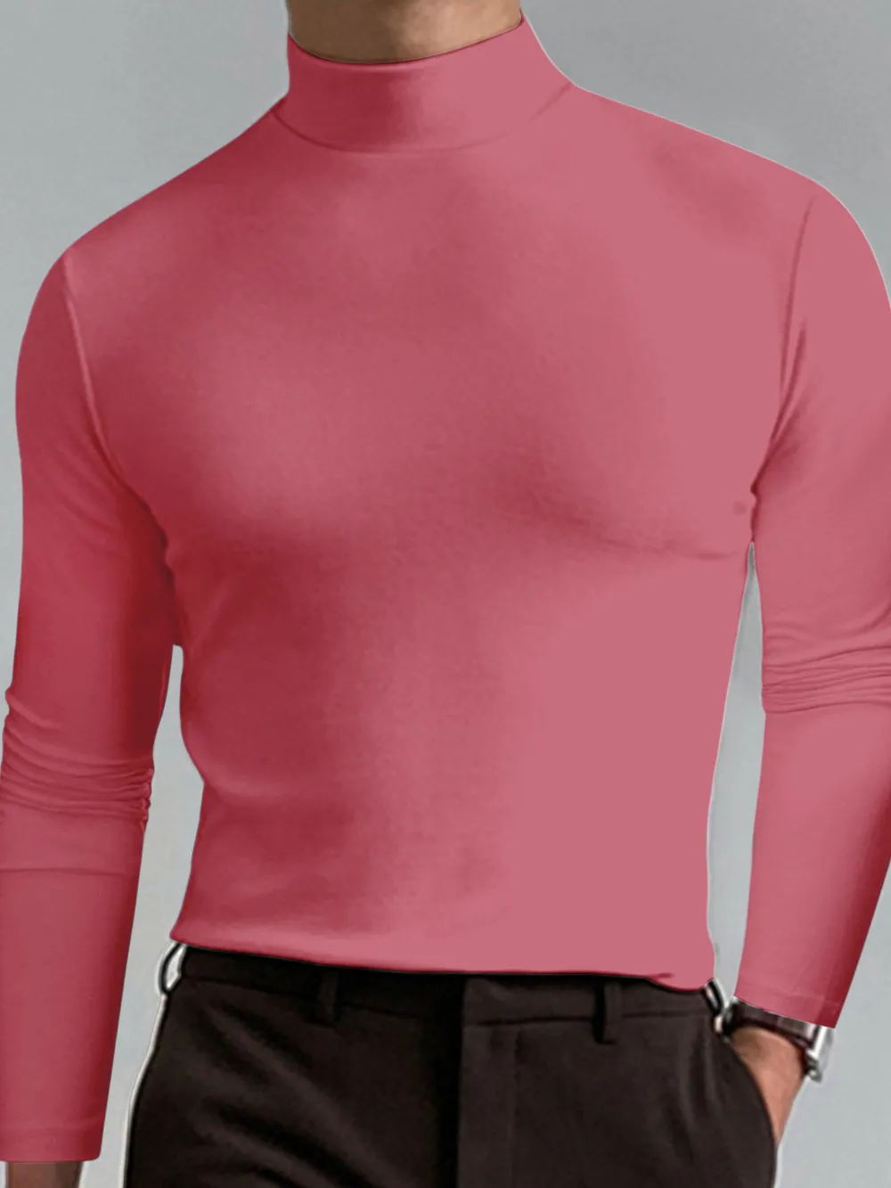 Men's Full Size Turtleneck Long Sleeve T-Shirt Plus Size, image 10