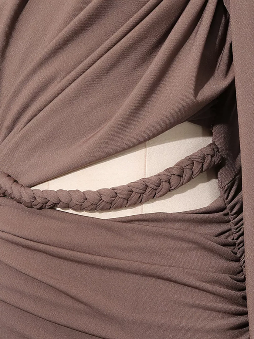 Ruched Long-Sleeve Maxi Dress with Cutout Detail, image 7