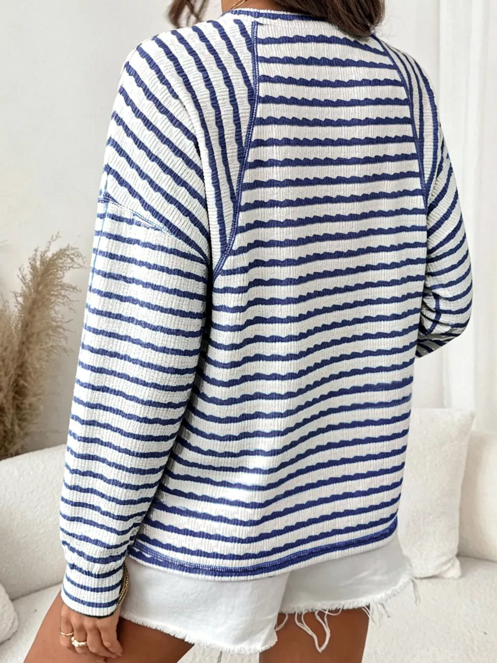 Casual Striped Raglan Sleeve Long-Sleeve T-Shirt, image 9