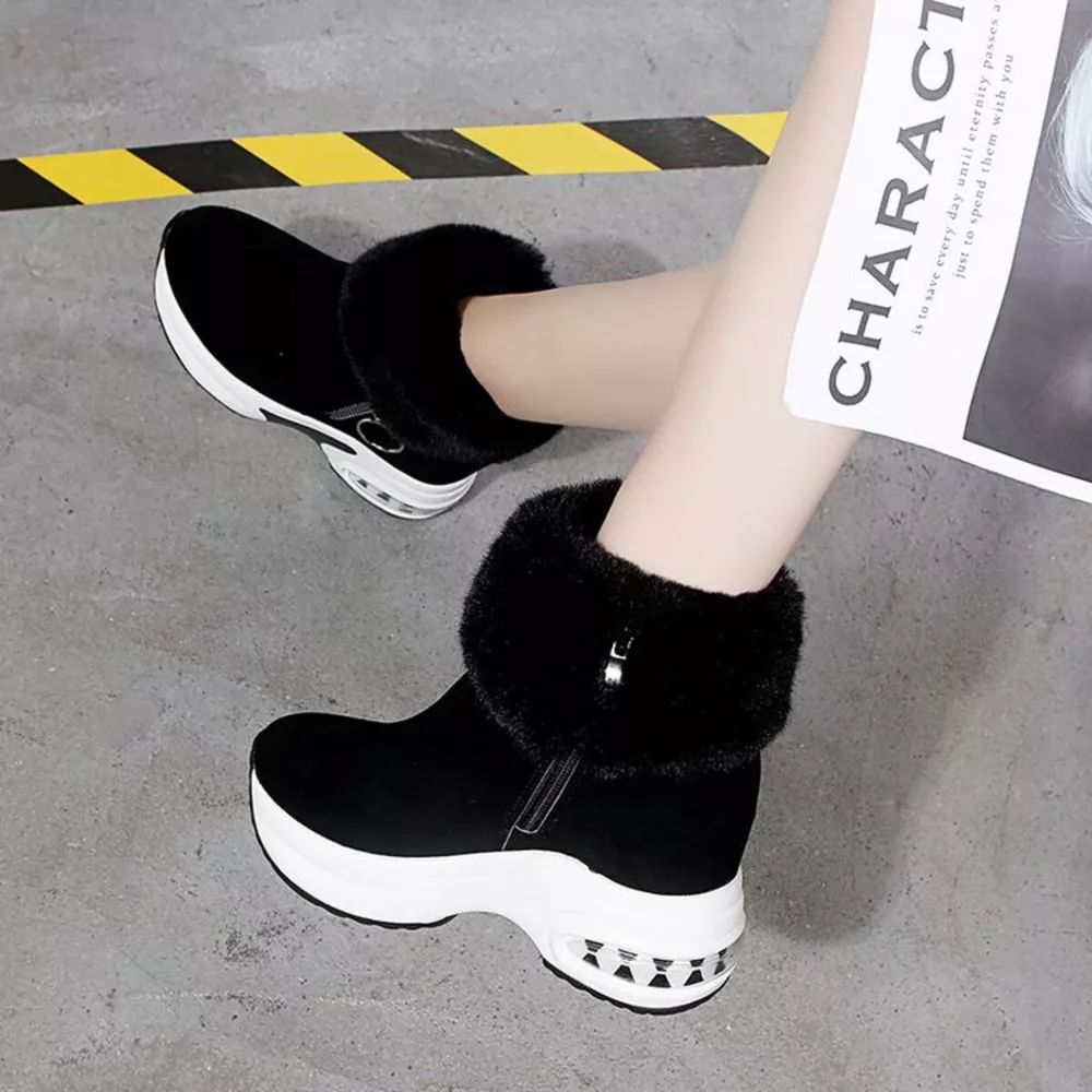 Fuzzy Side Zipper Platform Ankle Boots, image 20