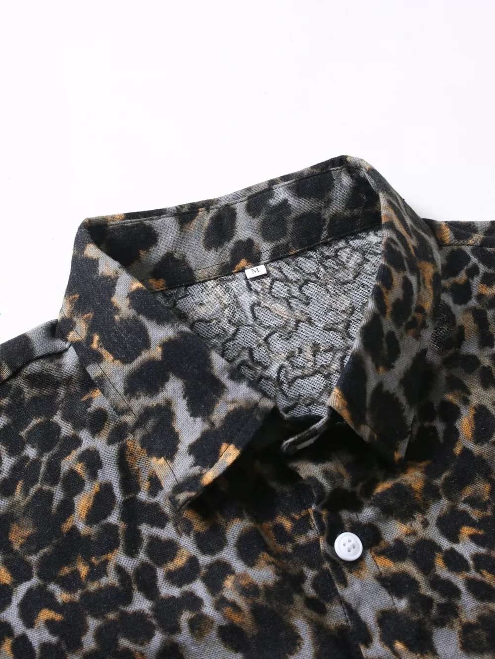 Men's Short Sleeve Leopard Print Casual Button-Down Shirt, image 5
