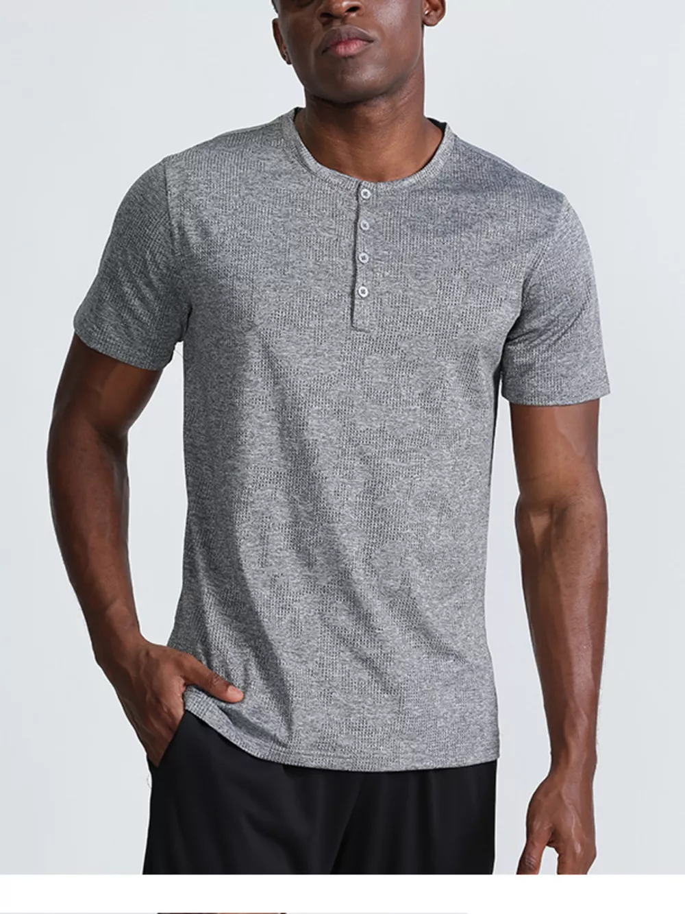 Men's Plus Size Lightweight Henley Active T-Shirt, image 6