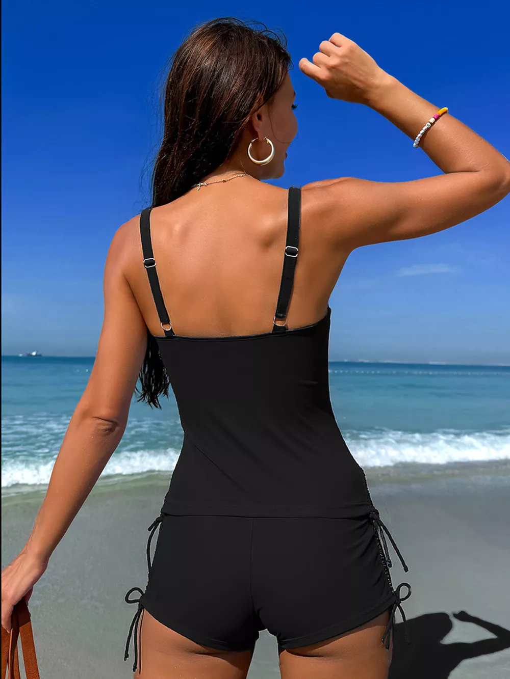 Floral Print Drawstring Tankini Set, image 5