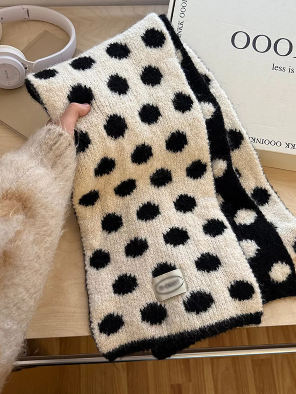 Polka Dot Knitted Scarf, image 6