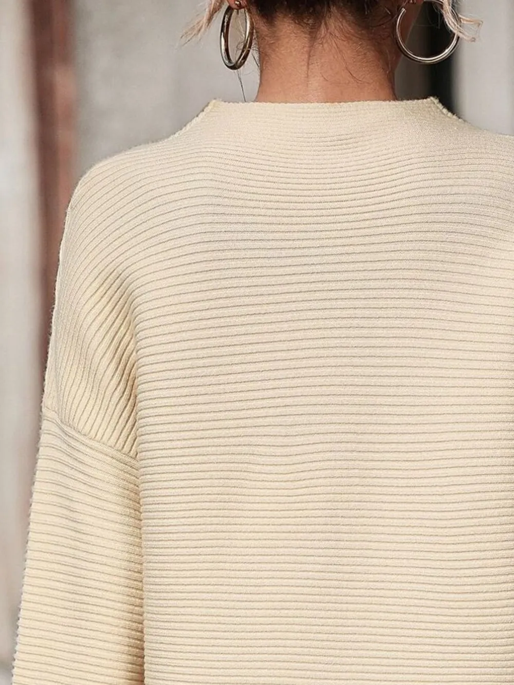 Mock Neck Drop Shoulder Knit Top, image 2