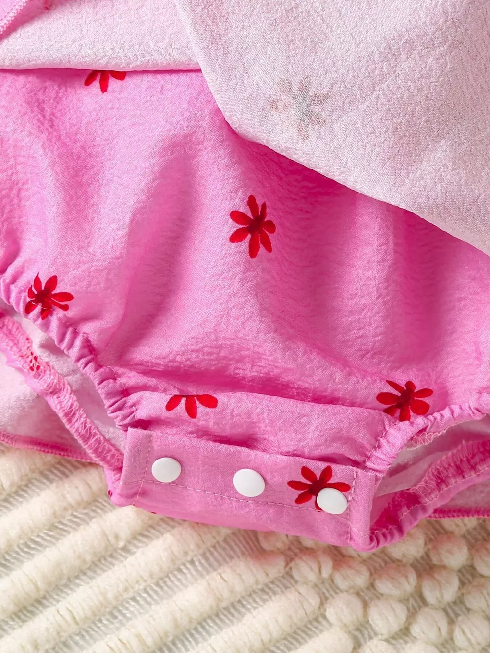 Children's Smocked Floral Print Baby Dress Set with Headband, image 5