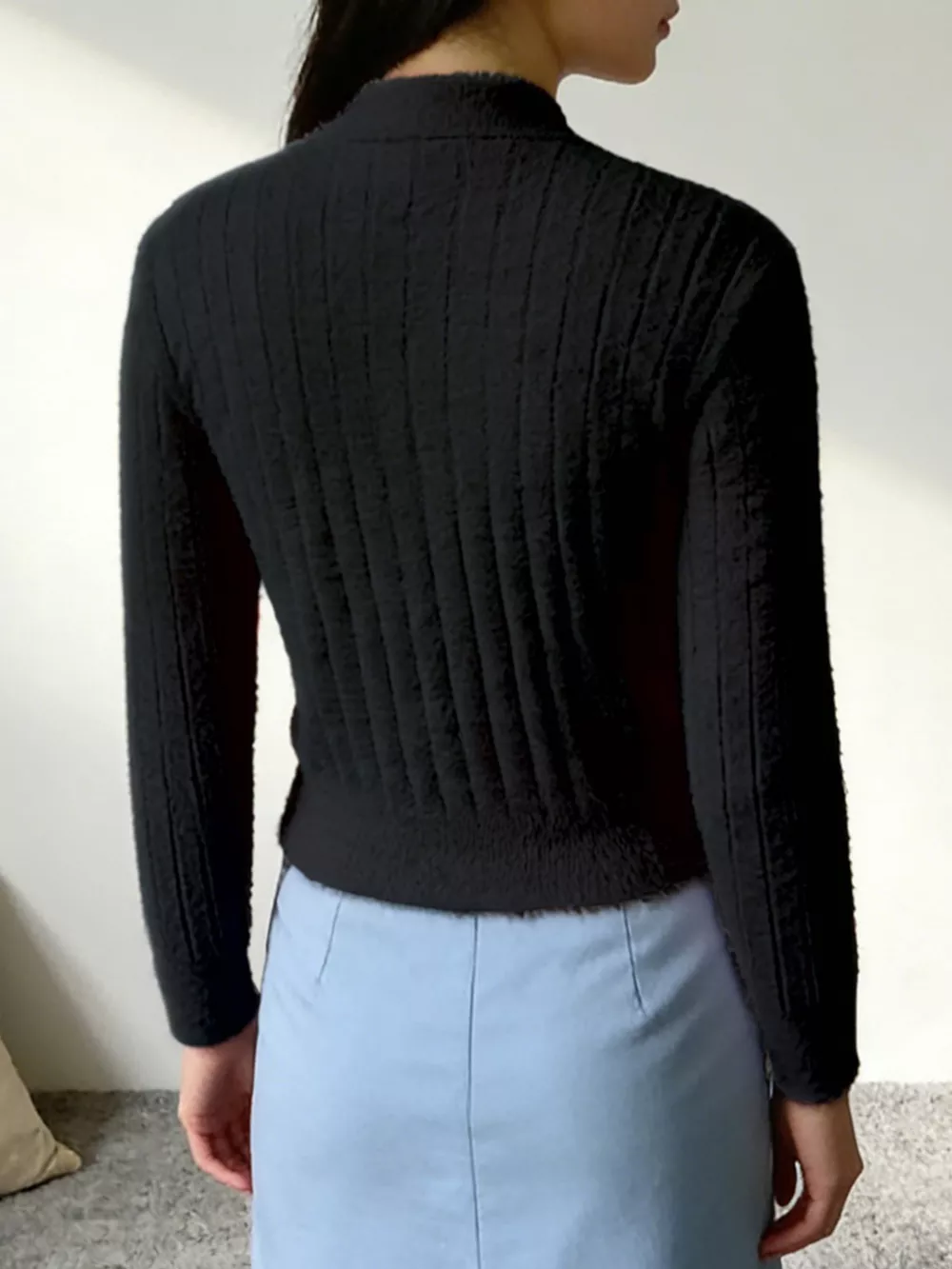 Button Up Ribbed Knit Cardigan, image 8