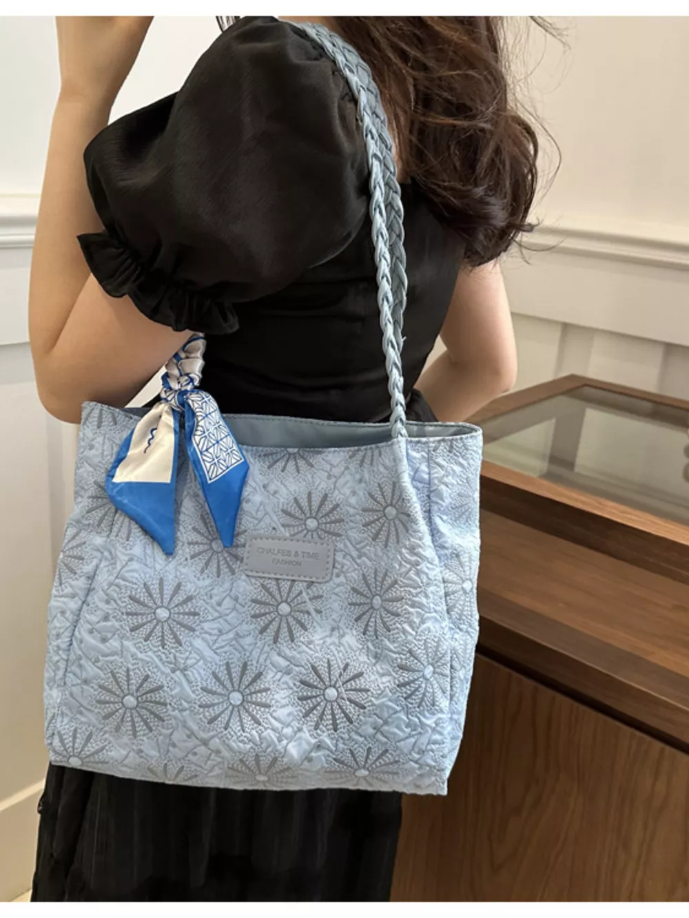Braided Handle Tote Bag, image 3