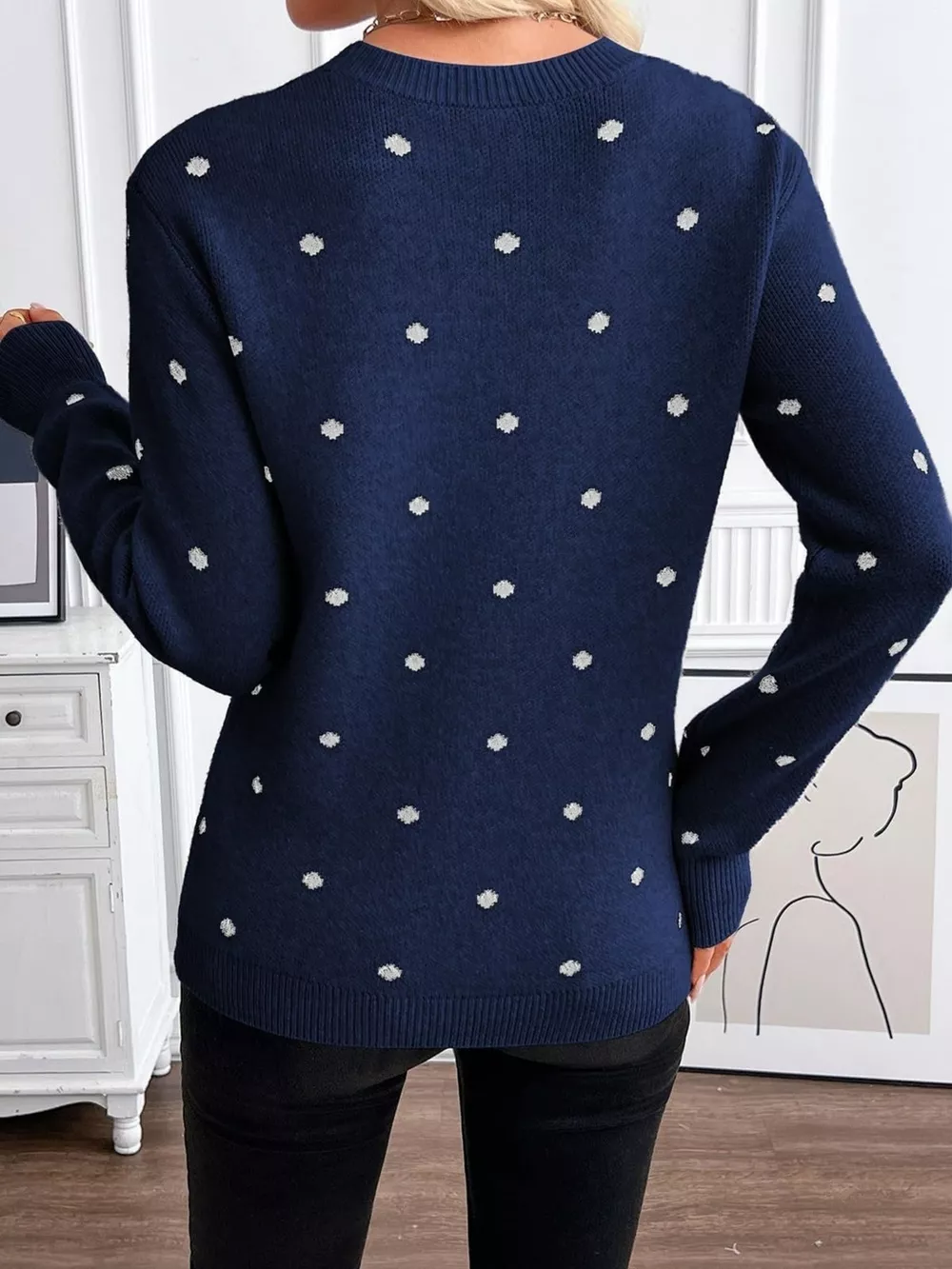 Polka Dot Crew Neck Sweater, image 14