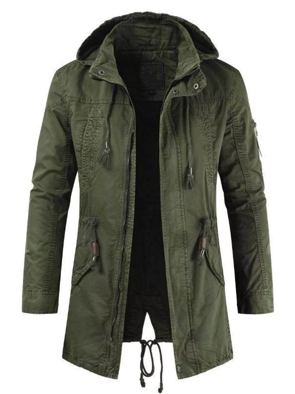 Men's Plus Size Drawstring Casual Hooded Parka Coat