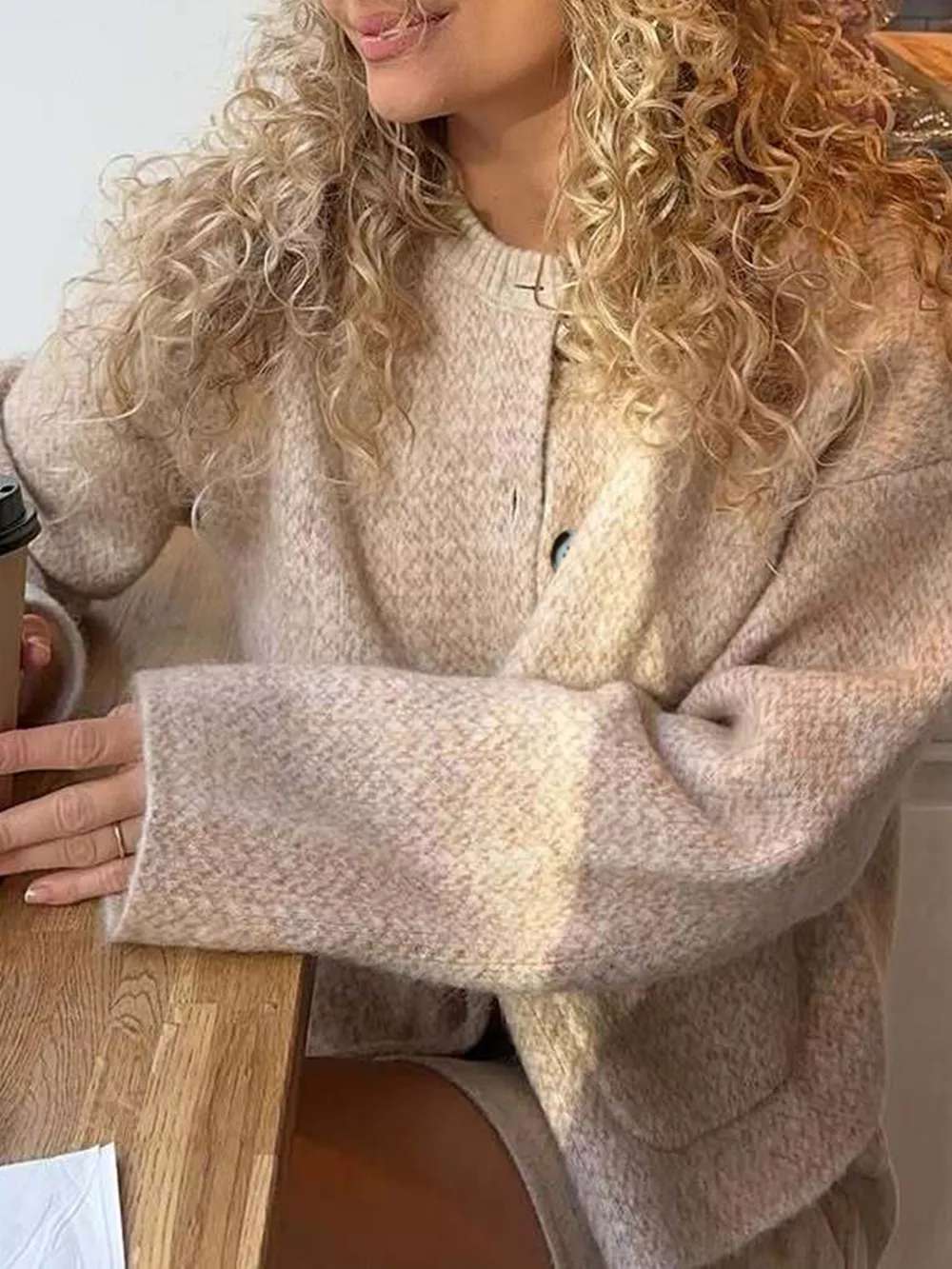 Textured Knit Button-Down Cardigan, image 2