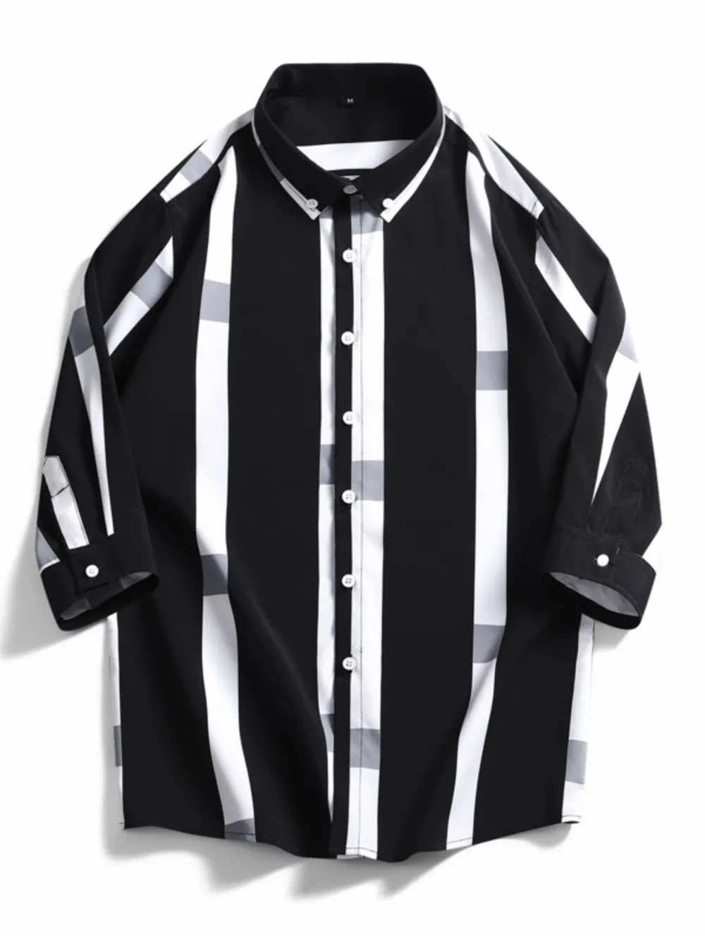 Men's Plus Size Striped Print Casual Shirt