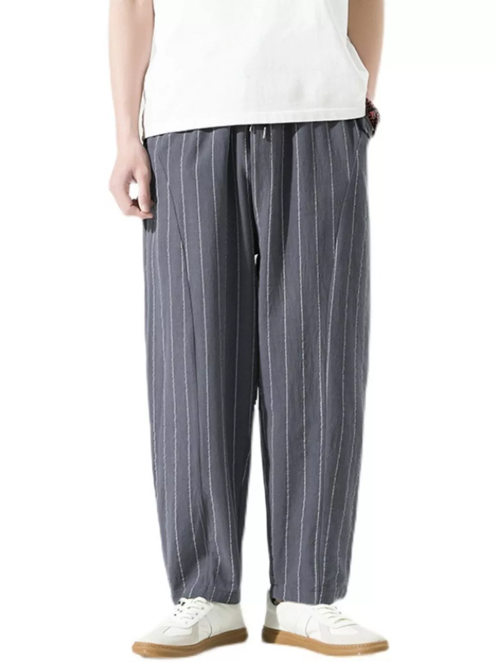 Men's Plus Size Striped Casual Loose Pants, image 4