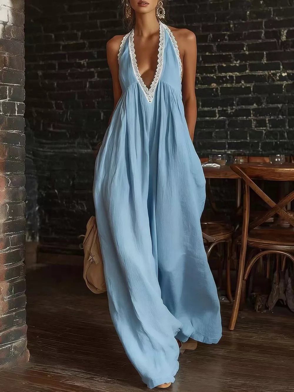 Full Size Lace Trim Wide-Leg Jumpsuit Plus Size, image 10